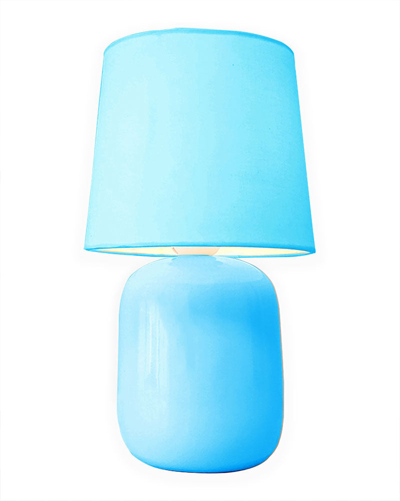 Modern Small Ceramic Table Lamp, Bedside Desk lamp for Living Room Bedroom, Farmhouse Nightstand Lamps Glossy Dovel