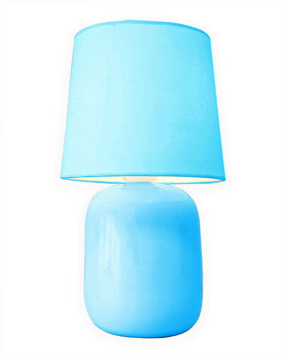 Modern Small Ceramic Table Lamp, Bedside Desk lamp for Living Room Bedroom, Farmhouse Nightstand Lamps Glossy Dovel