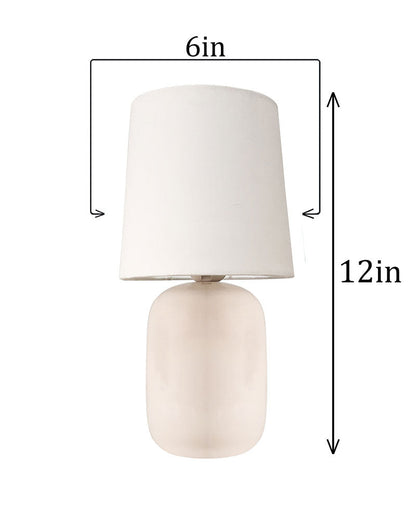 Modern Small Ceramic Table Lamp, Bedside Desk lamp for Living Room Bedroom, Farmhouse Nightstand Lamps Glossy Dovel