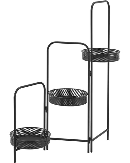 Metal Plant Stand Indoor Outdoor 70 cm High 3 Tier Flower Pot Holder Shelf Heavy Duty Potted Flower Pot Organizer Wrought Iron Planter Display Rack Corner Vertical Shelves for Garden, Net Basket