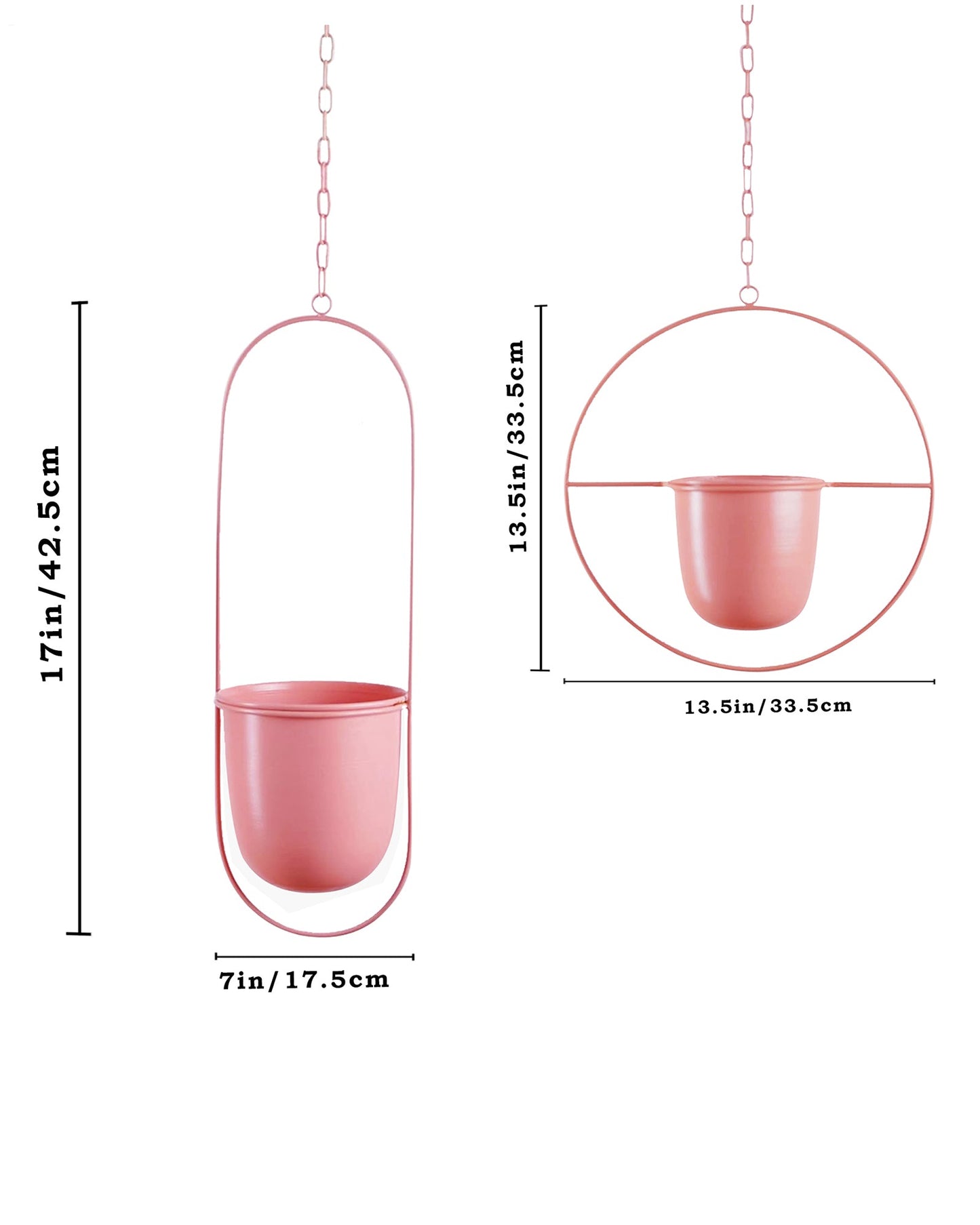 Oval and Round Combo Hanging Metal Pot Stand with Planter for Indoor & Outdoor Plants Living Room Balcony Zen Decoration (Plant is not Included)