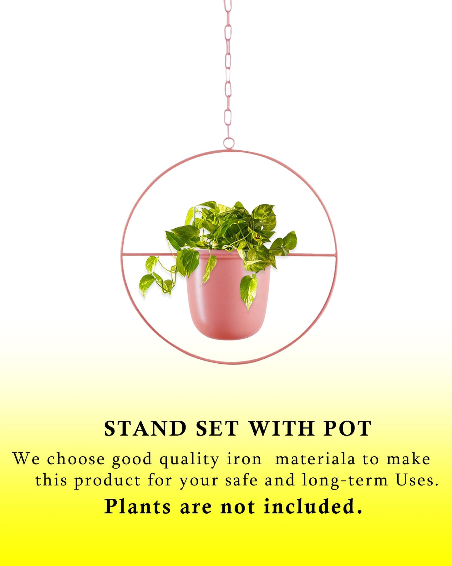 Oval and Round Combo Hanging Metal Pot Stand with Planter for Indoor & Outdoor Plants Living Room Balcony Zen Decoration (Plant is not Included)