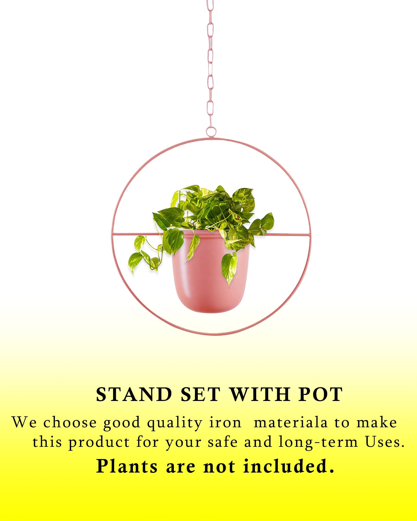Oval and Round Combo Hanging Metal Pot Stand with Planter for Indoor & Outdoor Plants Living Room Balcony Zen Decoration (Plant is not Included)