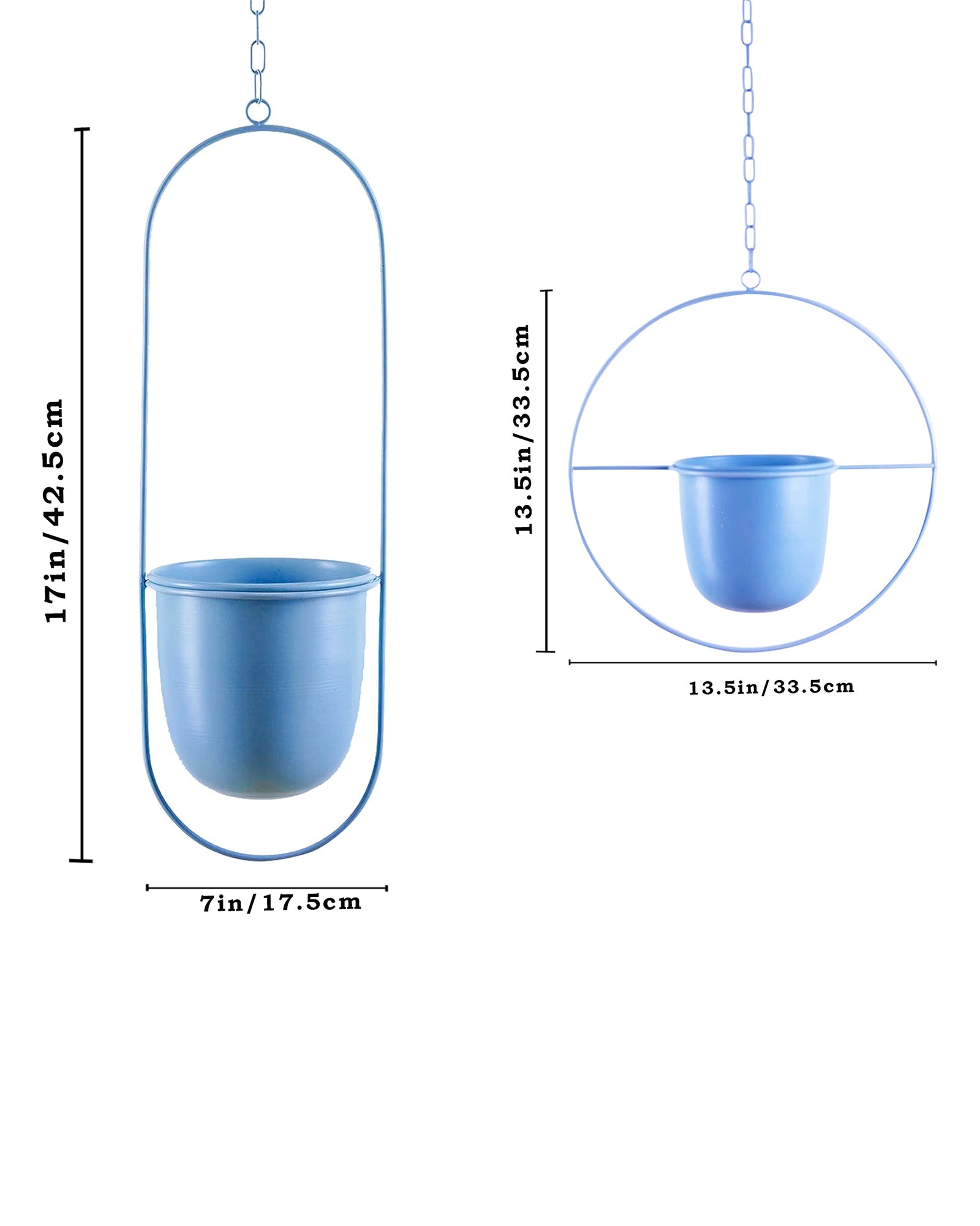 Oval and Round Combo Hanging Metal Pot Stand with Planter for Indoor & Outdoor Plants Living Room Balcony Zen Decoration (Plant is not Included)