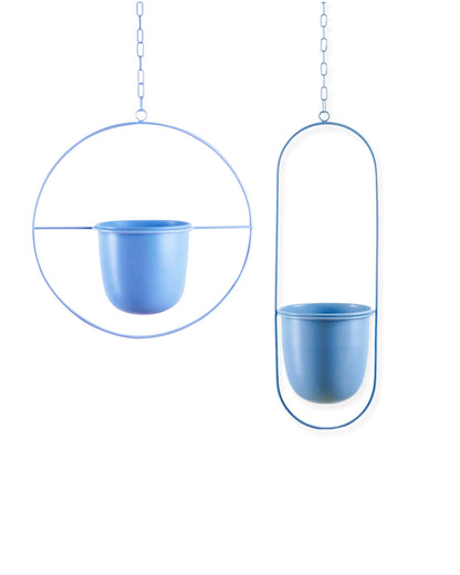 Oval and Round Combo Hanging Metal Pot Stand with Planter for Indoor & Outdoor Plants Living Room Balcony Zen Decoration (Plant is not Included)