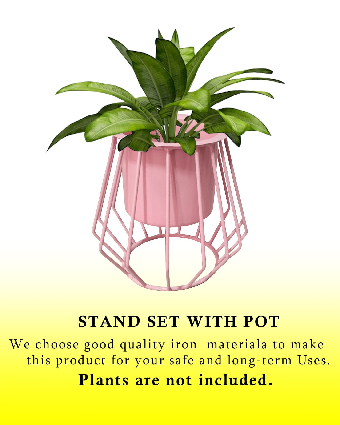 Combo of 2 Table Top Designer Metallic Metal Stand with Planters, Small White Metal Pots for Livingroom, Balcony & Home Decoration, set of 2, Trapezium