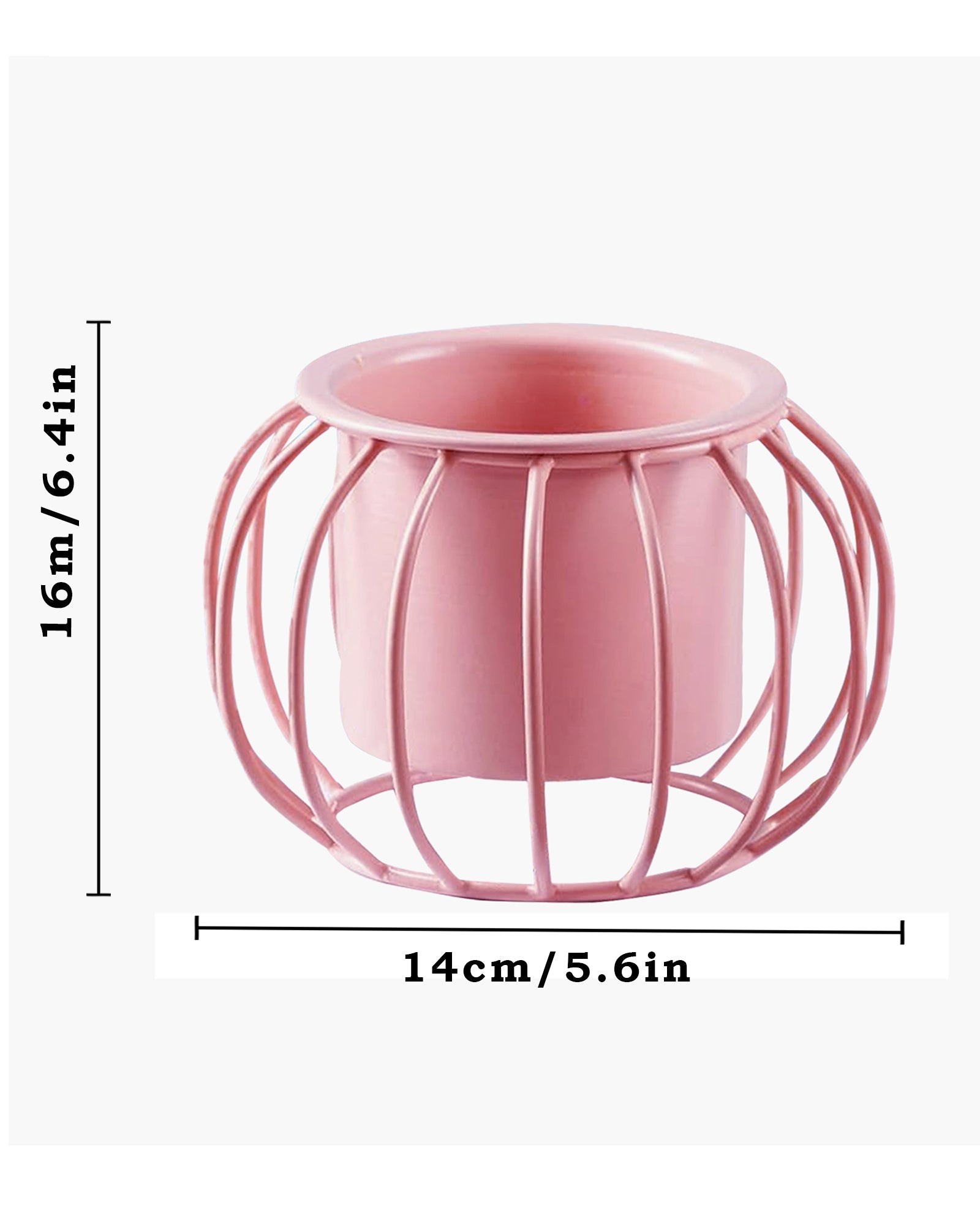 Combo of 2 Table Top Designer Metallic Metal Stand with Planters, Small White Metal Pots for Livingroom, Balcony & Home Decoration, set of 2, Round