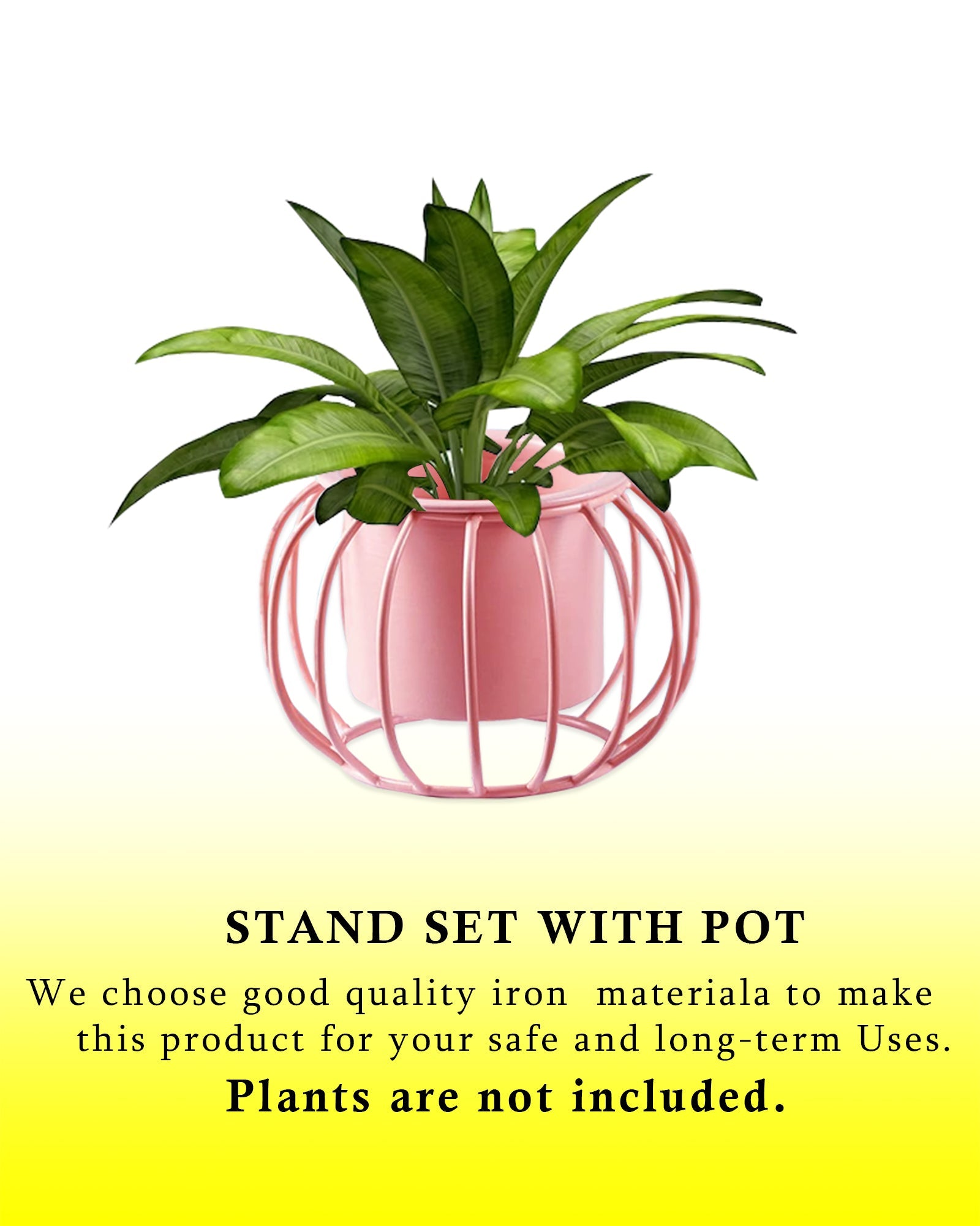 Combo of 2 Table Top Designer Metallic Metal Stand with Planters, Small White Metal Pots for Livingroom, Balcony & Home Decoration, set of 2, Round