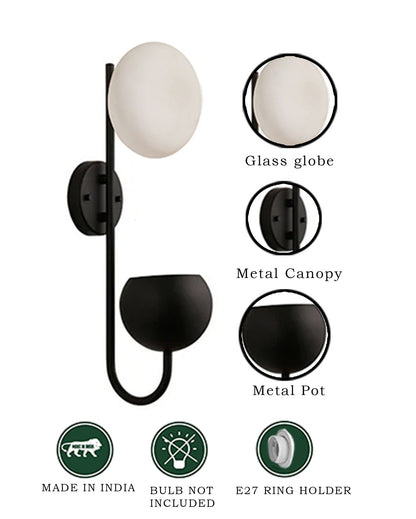 Wall Light Geometric Wall Lamp, Modern Wall Lamp with Storage Planter for Living Room Study Stairs Bedroom Lights Bedside, Elliptical