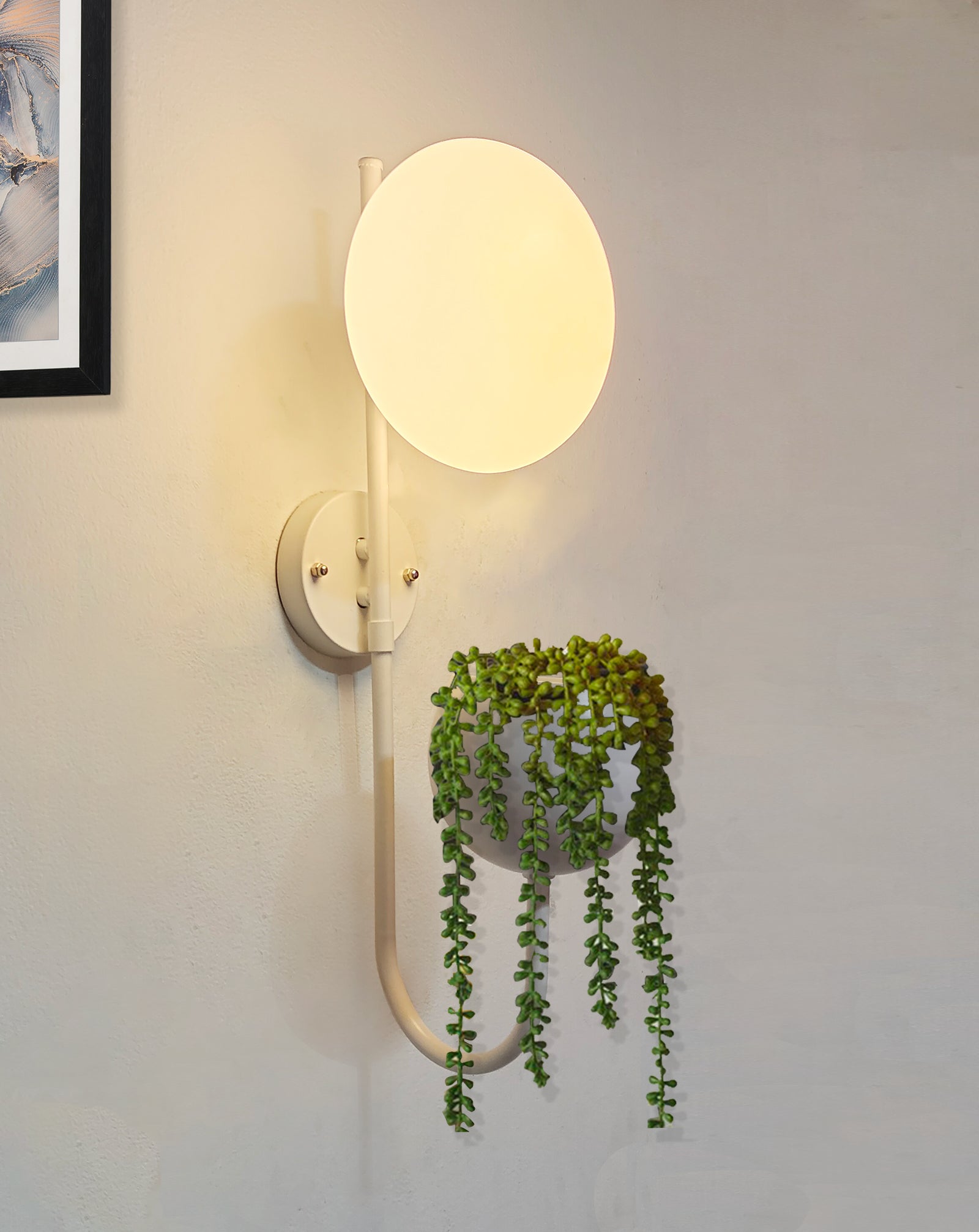 Wall Light Geometric Wall Lamp, Modern Wall Lamp with Storage Planter for Living Room Study Stairs Bedroom Lights Bedside, Elliptical
