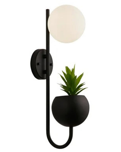 Wall Light Geometric Wall Lamp, Modern Wall Lamp with Storage Planter for Living Room Study Stairs Bedroom Lights Bedside, Round Glass