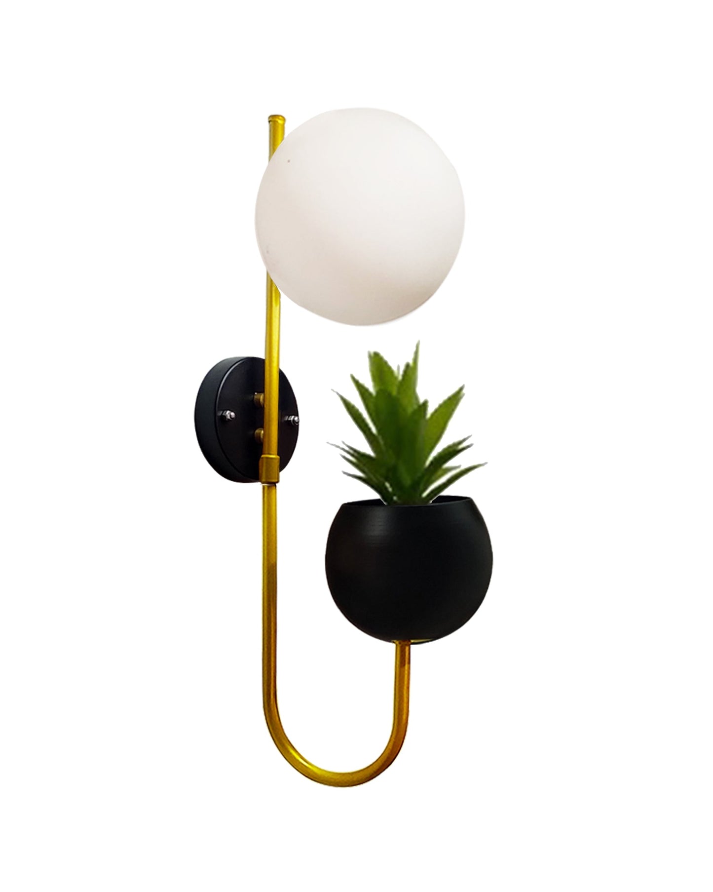 Wall Light Geometric Wall Lamp, Modern Wall Lamp with Storage Planter for Living Room Study Stairs Bedroom Lights Bedside, Round Glass