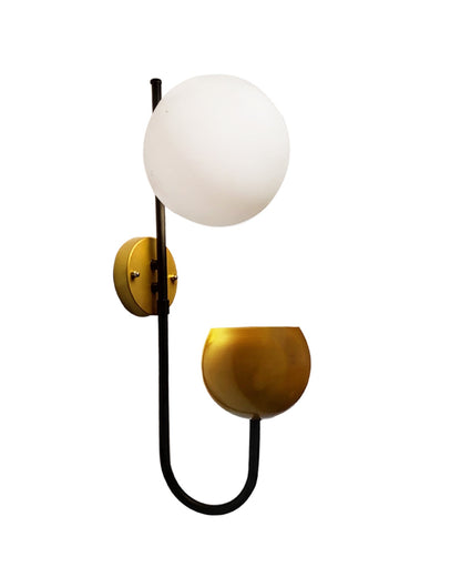 Wall Light Geometric Wall Lamp, Modern Wall Lamp with Storage Planter for Living Room Study Stairs Bedroom Lights Bedside, Round Glass