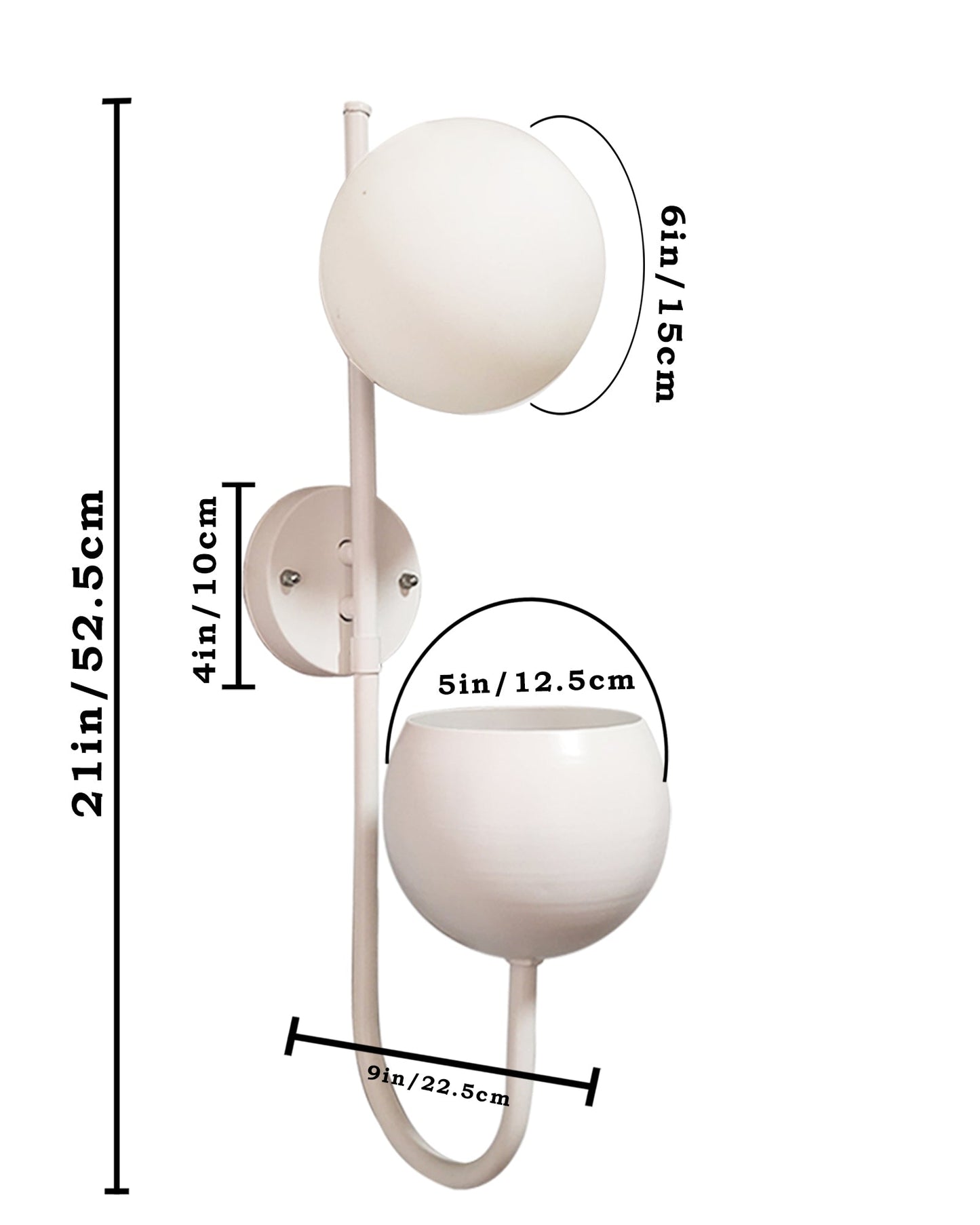 Wall Light Geometric Wall Lamp, Modern Wall Lamp with Storage Planter for Living Room Study Stairs Bedroom Lights Bedside, Round Glass