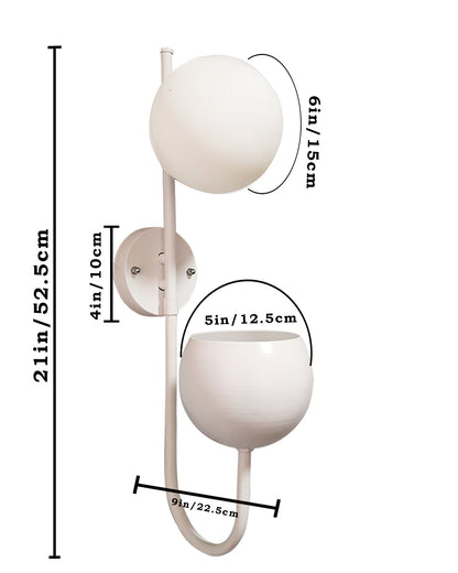 Wall Light Geometric Wall Lamp, Modern Wall Lamp with Storage Planter for Living Room Study Stairs Bedroom Lights Bedside, Round Glass