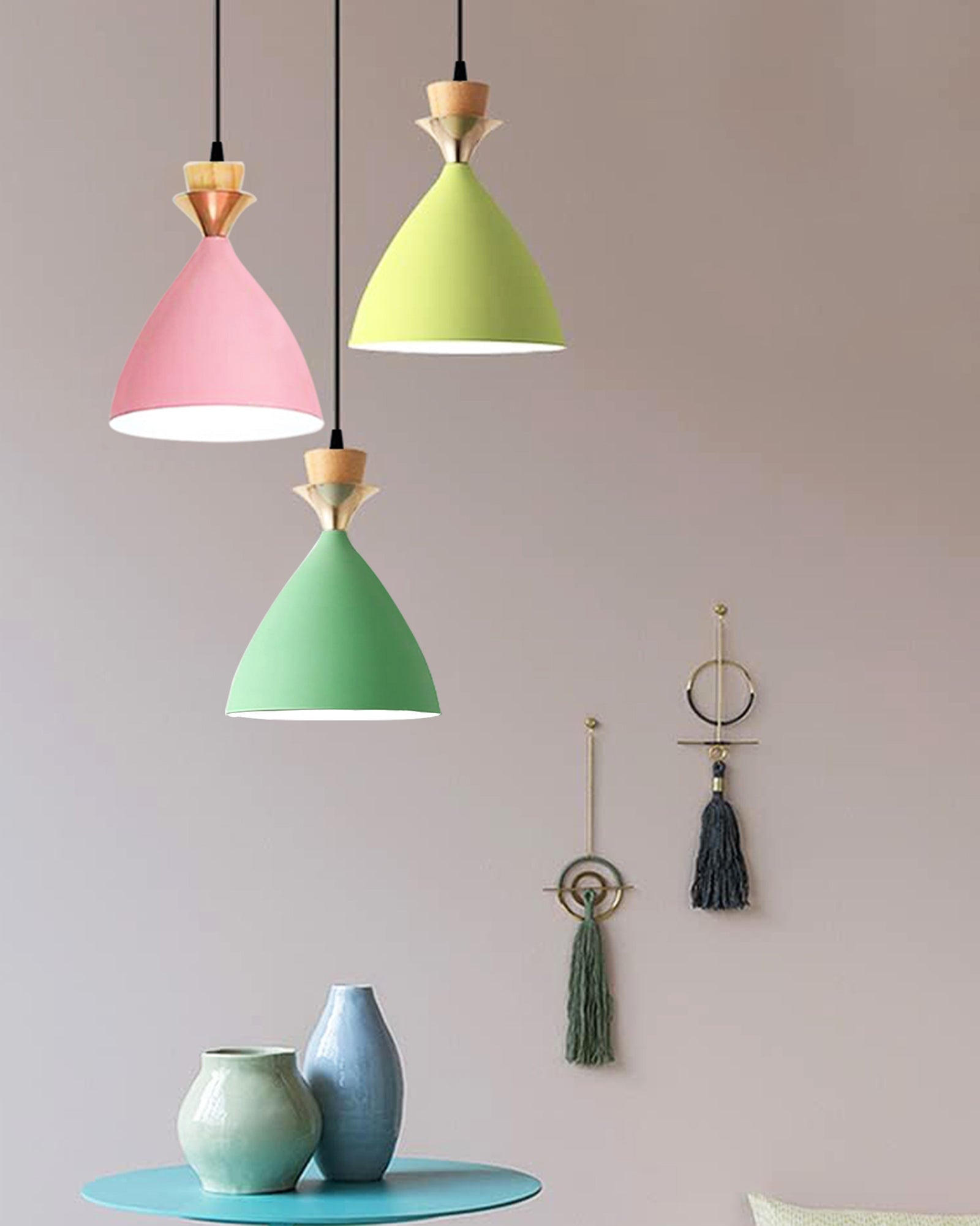 Pendant Lamp Shade for Kitchen Island, Color Metal Minimal Pot Pendant Light Shades, Nordic Style for Bedroom, Living Room, Macaron