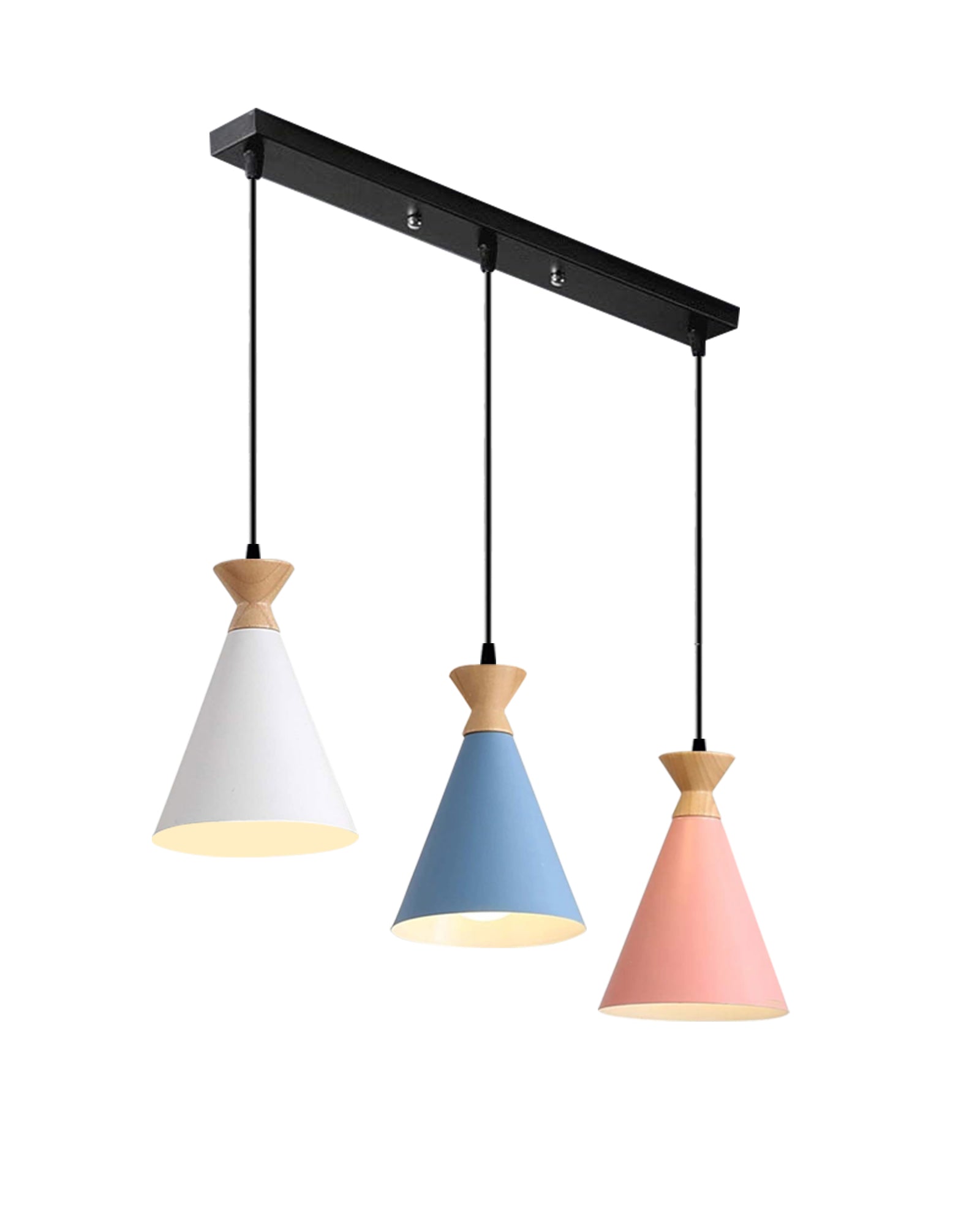 Pendant Lamp Shade for Kitchen Island, Color Metal Minimal Pot Pendant Light Shades, Nordic Wood Bedroom, Living Room, Triangle