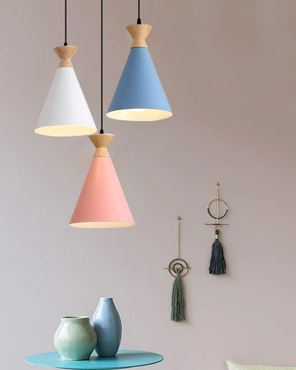 Pendant Lamp Shade for Kitchen Island, Color Metal Minimal Pot Pendant Light Shades, Nordic Wood Bedroom, Living Room, Triangle