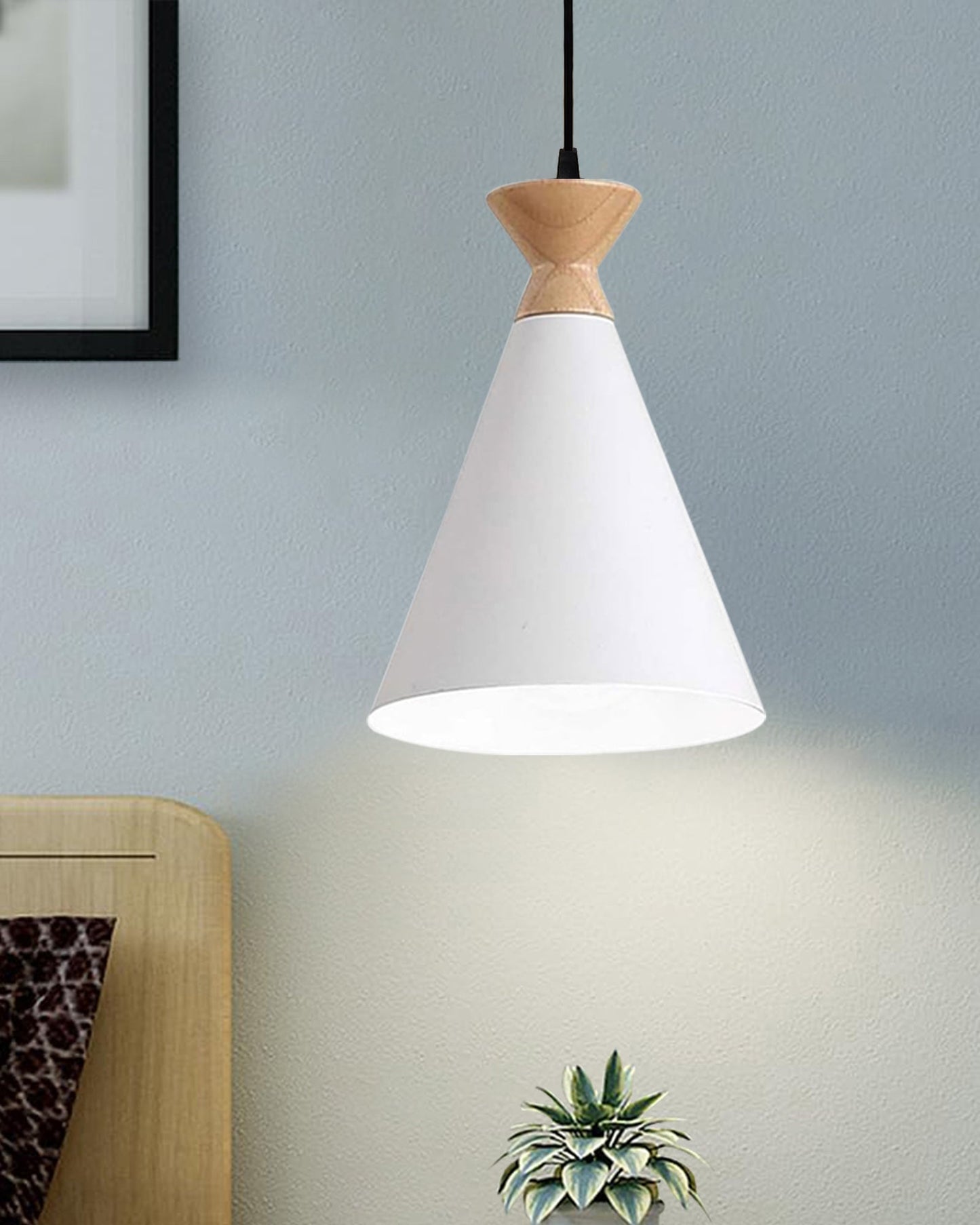 Pendant Lamp Shade for Kitchen Island, Color Metal Minimal Pot Pendant Light Shades, Nordic Wood Bedroom, Living Room, Triangle