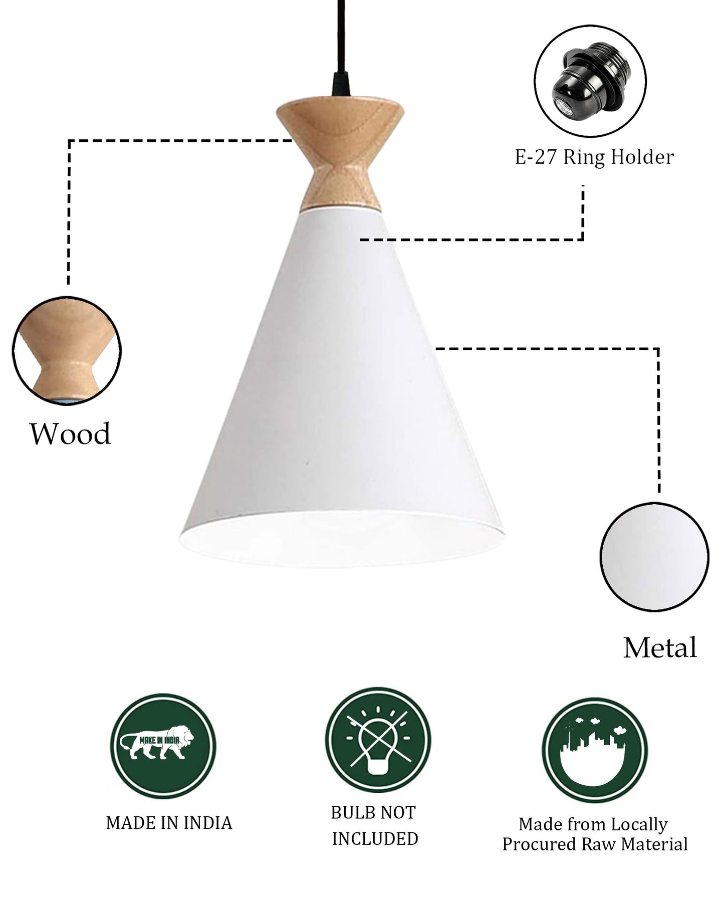 Pendant Lamp Shade for Kitchen Island, Color Metal Minimal Pot Pendant Light Shades, Nordic Wood Bedroom, Living Room, Triangle
