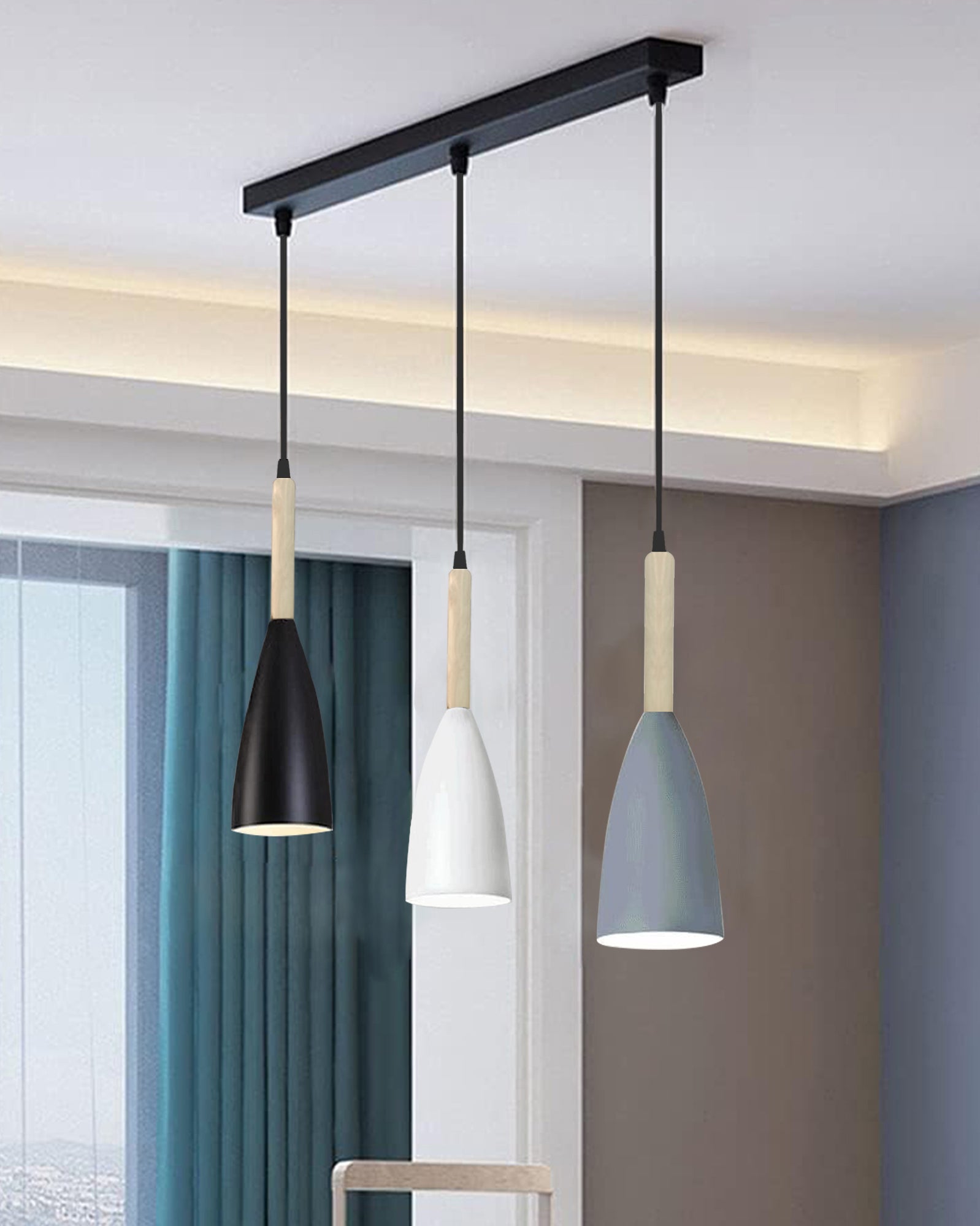 Pendant Lamp Shade for Kitchen Island, Color Metal Minimal Pot Pendant Light Shades, Nordic Wood Bedroom, Living Room, Multi Bottle Guard