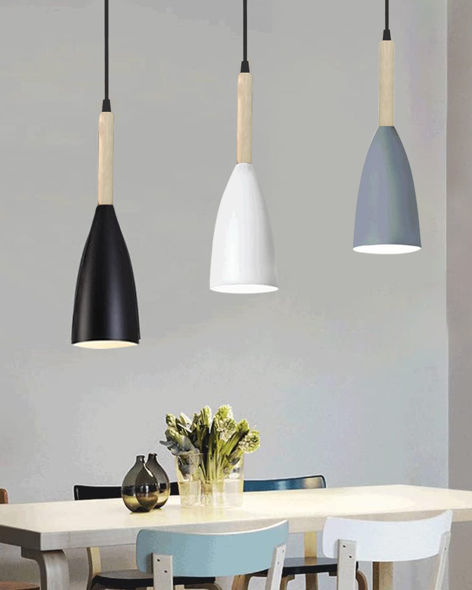 Pendant Lamp Shade for Kitchen Island, Color Metal Minimal Pot Pendant Light Shades, Nordic Wood Bedroom, Living Room, Multi Bottle Guard