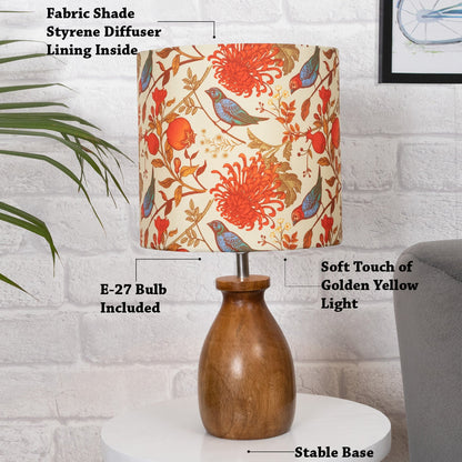 Dovel Pot Modern Table Lamp, Wooden Base Modern Fabric Lampshade for Home Office Cafe Restaurant, Dovel Pot,set of 2