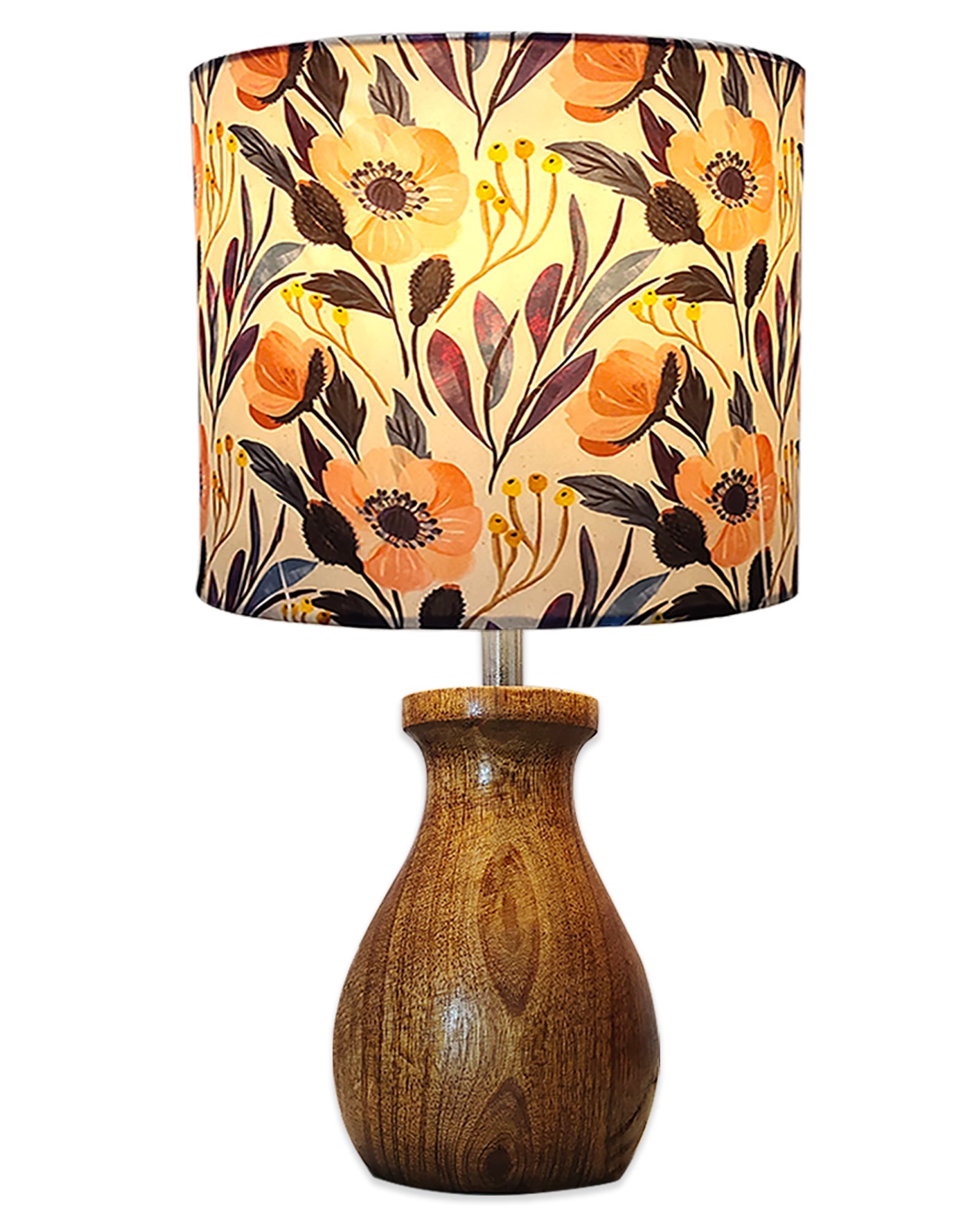 Dovel Pot Modern Table Lamp, Wooden Base Modern Fabric Lampshade for Home Office Cafe Restaurant, Dovel Pot,set of 2