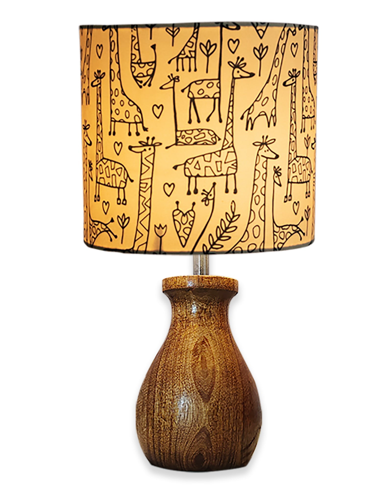 Dovel Pot Modern Table Lamp, Wooden Base Modern Fabric Lampshade for Home Office Cafe Restaurant, Dovel Pot,set of 2