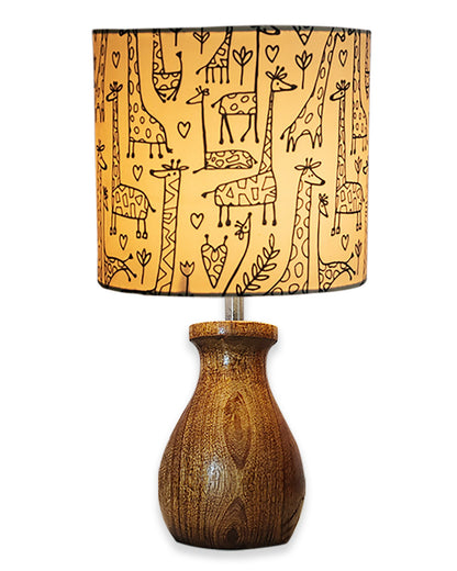 Dovel Pot Modern Table Lamp, Wooden Base Modern Fabric Lampshade for Home Office Cafe Restaurant, Dovel Pot,set of 2