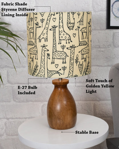 Dovel Pot Modern Table Lamp, Wooden Base Modern Fabric Lampshade for Home Office Cafe Restaurant, Dovel Pot,set of 2