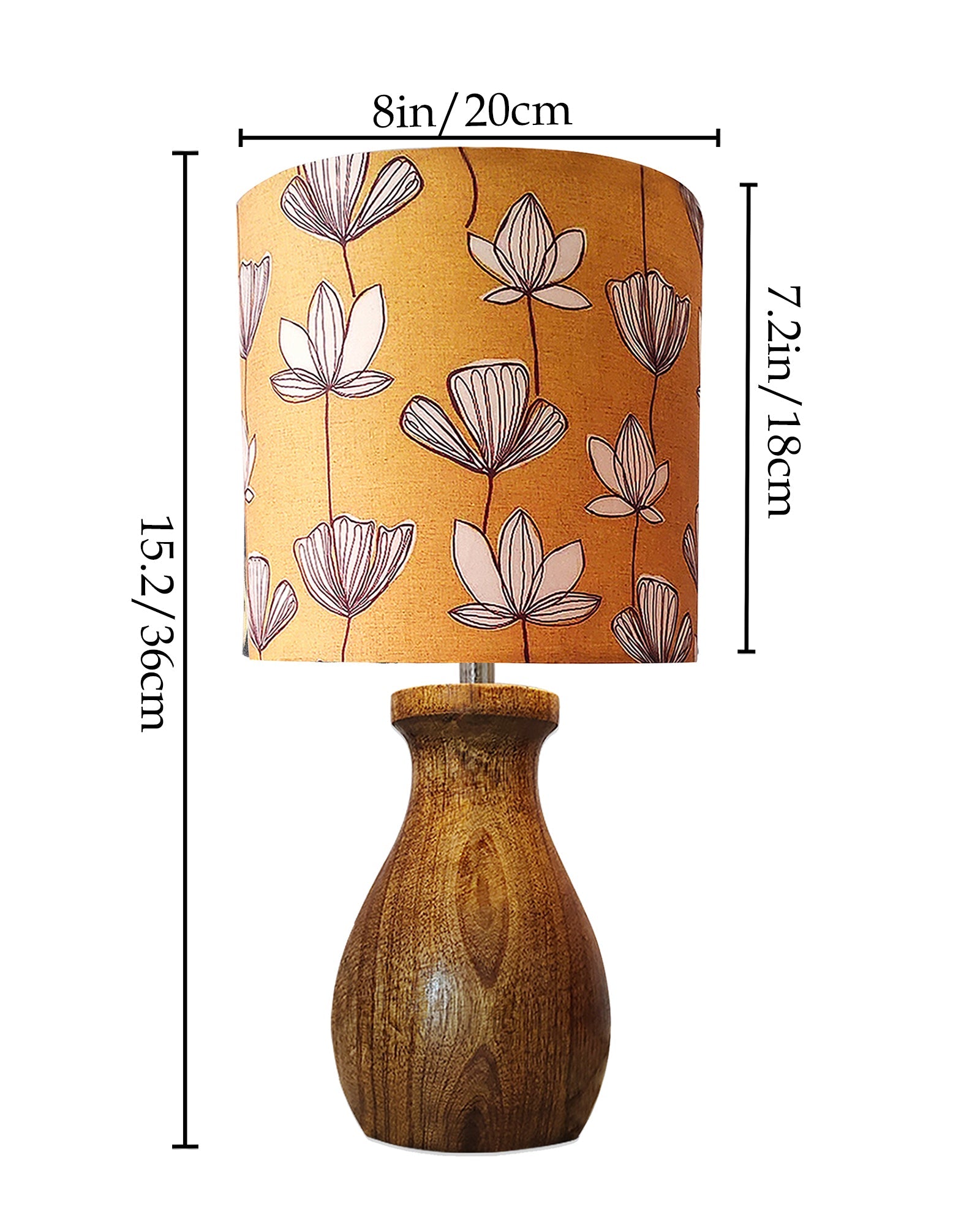 Dovel Pot Modern Table Lamp, Wooden Base Modern Fabric Lampshade for Home Office Cafe Restaurant