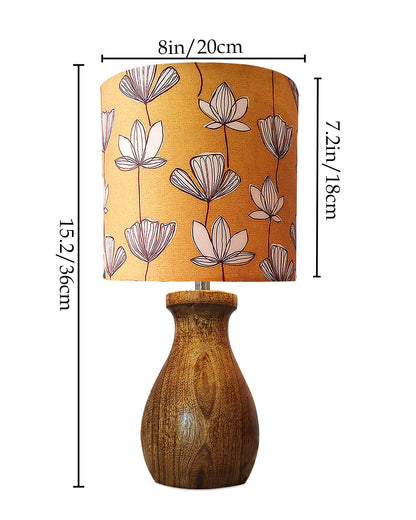 Dovel Pot Modern Table Lamp, Wooden Base Modern Fabric Lampshade for Home Office Cafe Restaurant