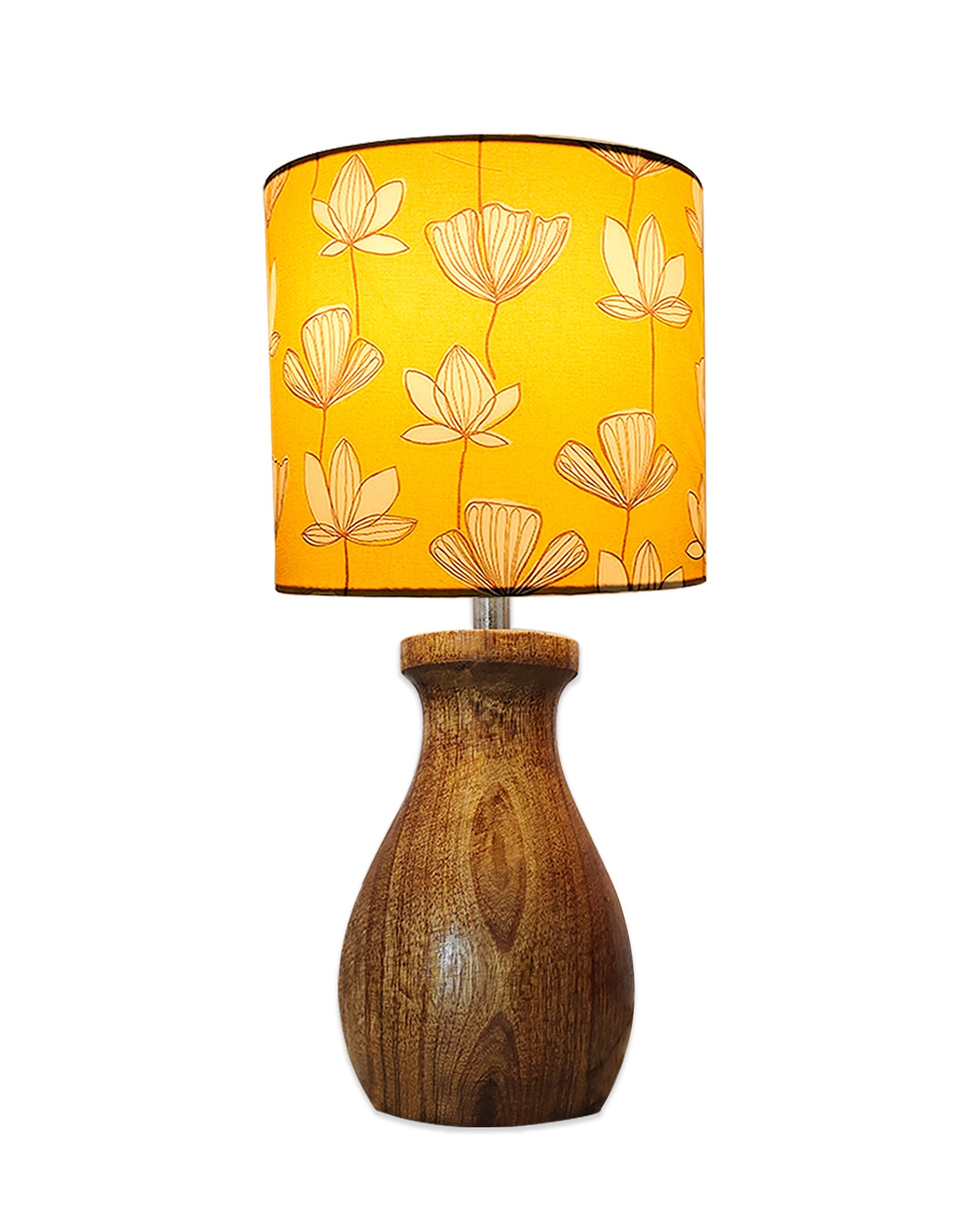 Dovel Pot Modern Table Lamp, Wooden Base Modern Fabric Lampshade for Home Office Cafe Restaurant