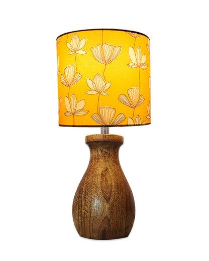 Dovel Pot Modern Table Lamp, Wooden Base Modern Fabric Lampshade for Home Office Cafe Restaurant