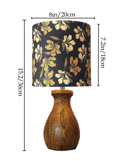 Dovel Pot Modern Table Lamp, Wooden Base Modern Fabric Lampshade for Home Office Cafe Restaurant