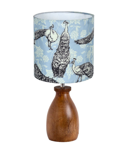 Dovel Pot Modern Table Lamp, Wooden Base Modern Fabric Lampshade for Home Office Cafe Restaurant