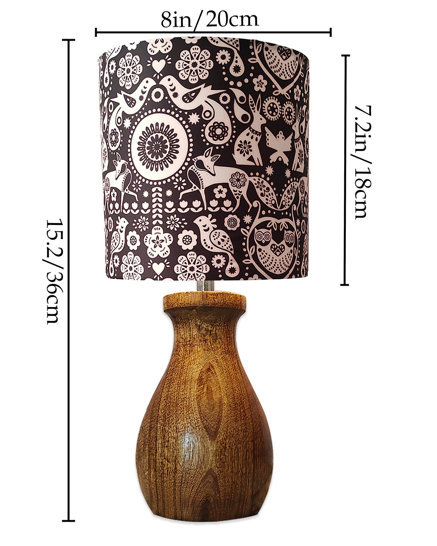 Dovel Pot Modern Table Lamp, Wooden Base Modern Fabric Lampshade for Home Office Cafe Restaurant