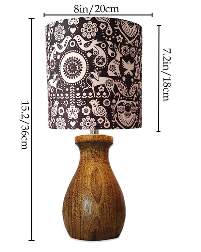 Dovel Pot Modern Table Lamp, Wooden Base Modern Fabric Lampshade for Home Office Cafe Restaurant