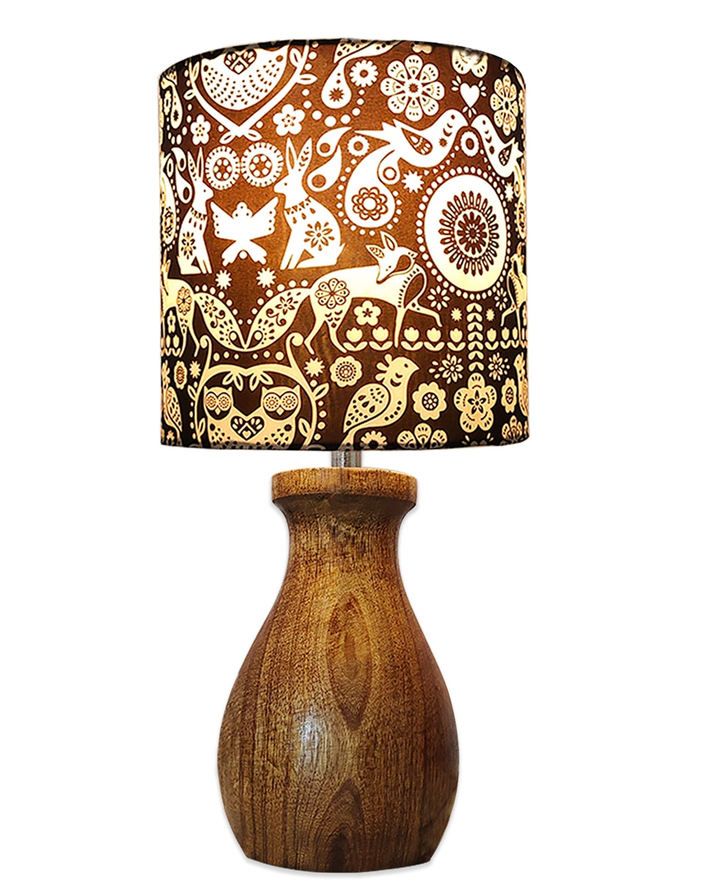 Dovel Pot Modern Table Lamp, Wooden Base Modern Fabric Lampshade for Home Office Cafe Restaurant