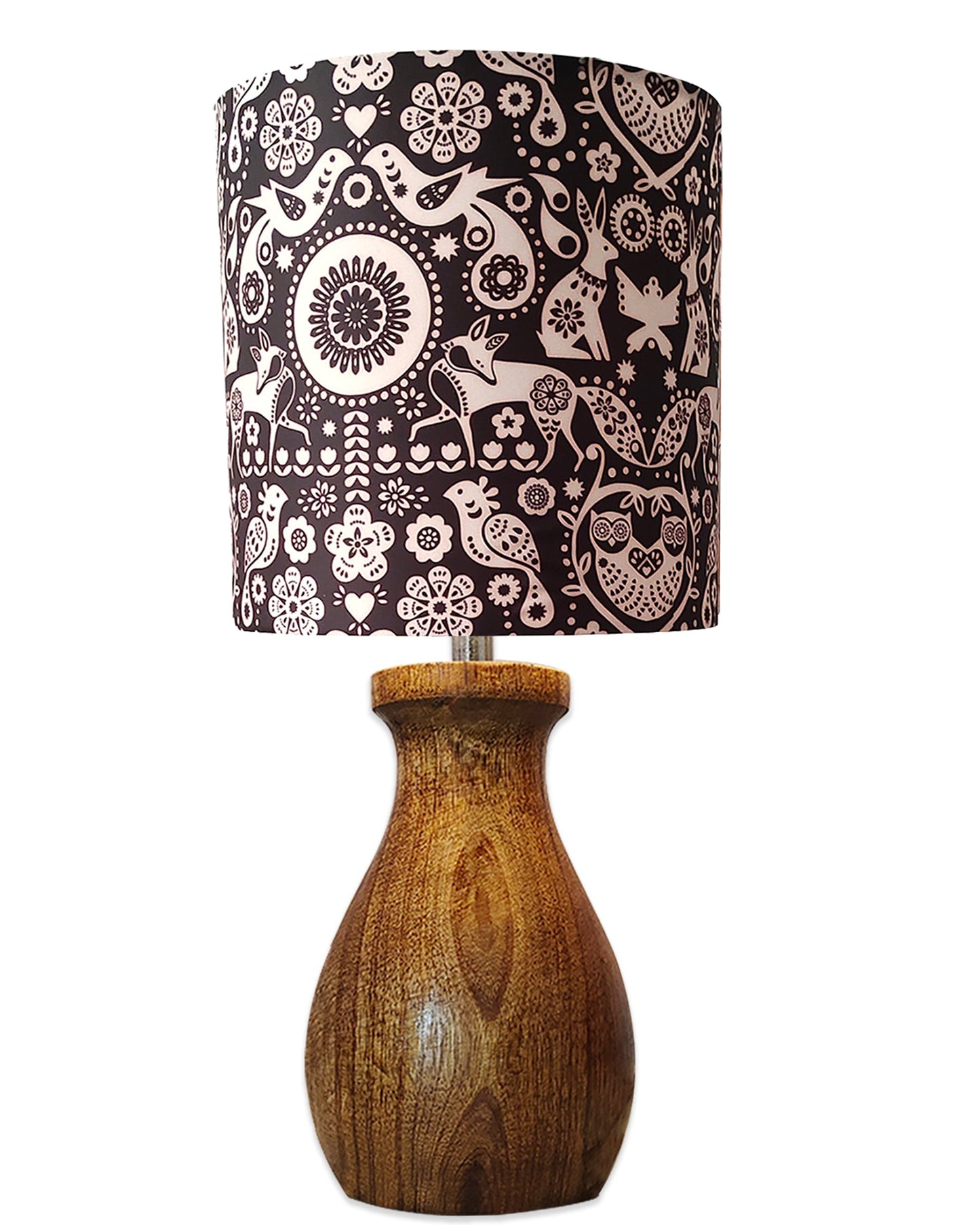 Dovel Pot Modern Table Lamp, Wooden Base Modern Fabric Lampshade for Home Office Cafe Restaurant