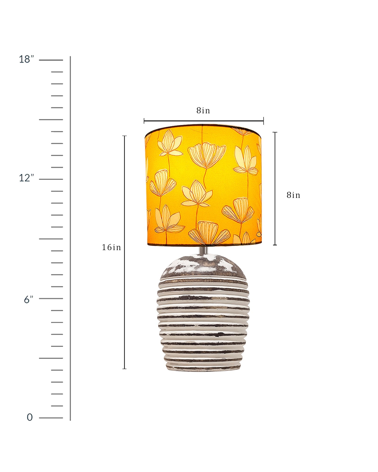 Modern Table Lamp, Wooden Base Modern Fabric Lampshade for Home Office Cafe Restaurant, Ribbed Basket