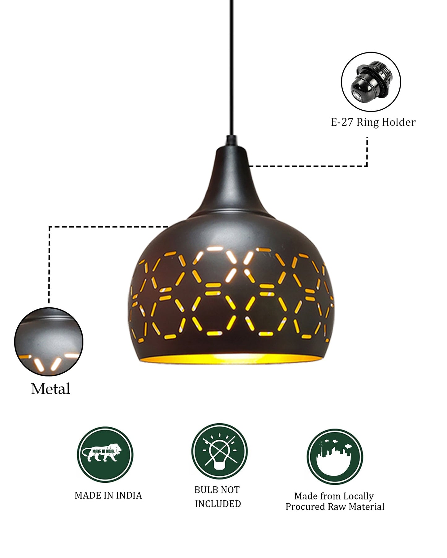 Pendant Lamp Shade for Kitchen Island, Color Metal Minimal Pot Pendant Light Shades, Nordic Wood Bedroom, Living Room, Black Tulip