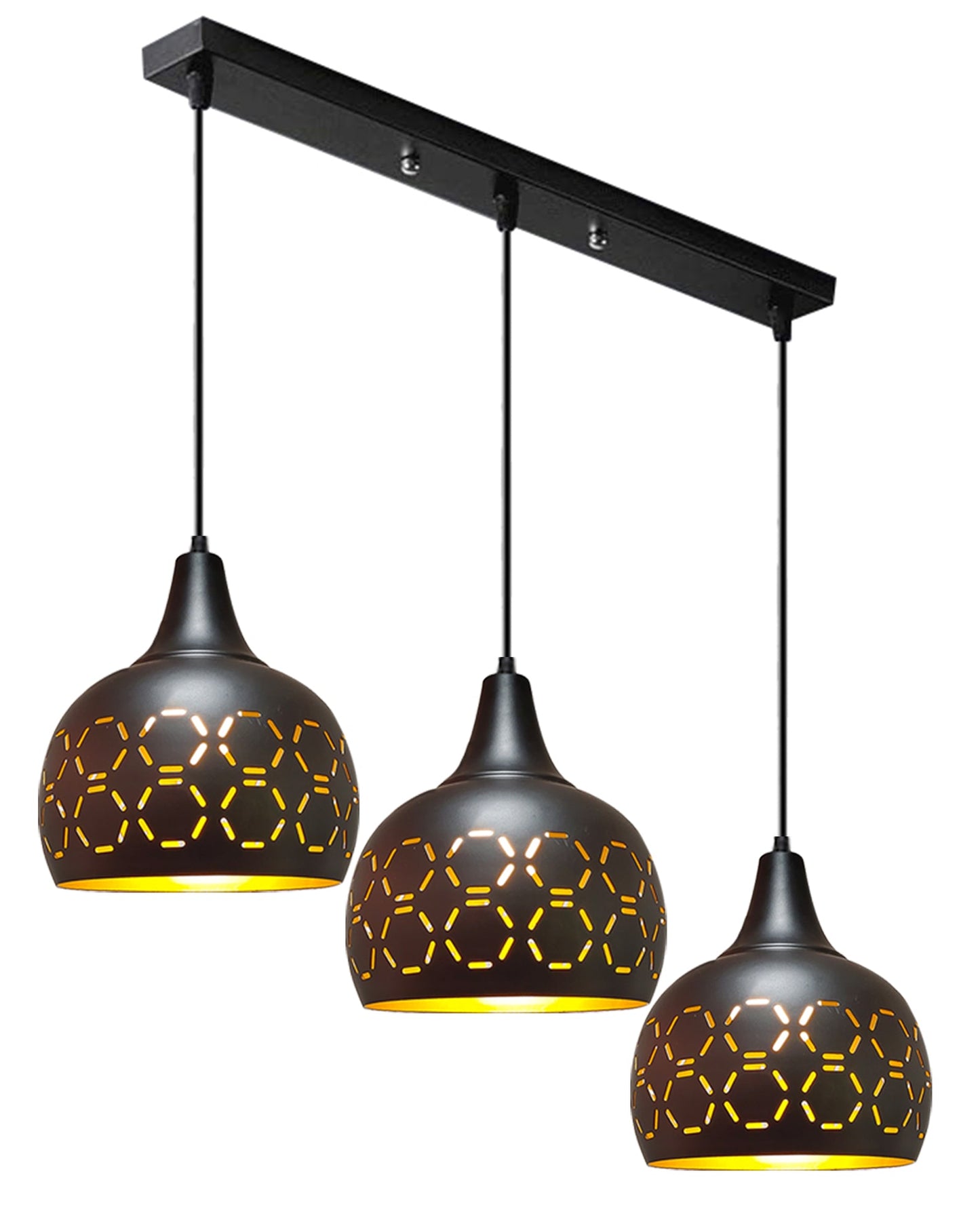 Pendant Lamp Shade for Kitchen Island, Color Metal Minimal Pot Pendant Light Shades, Nordic Wood Bedroom, Living Room, Black Tulip