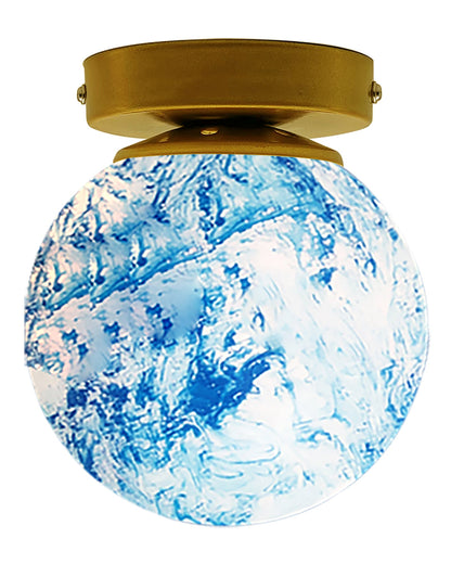 Mid Century Modern Bubble Flush Mount Ceiling Lighting Fixture, Gold Flush Mount Lamp, 6" Glass Globe Shade