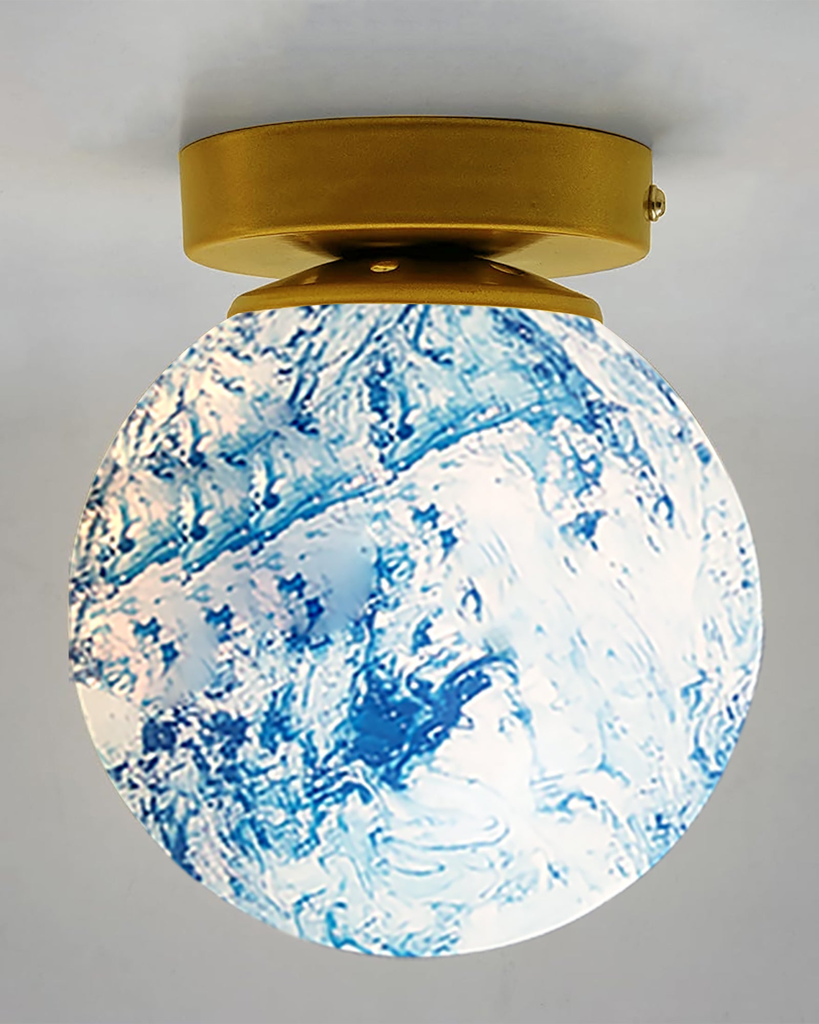 Mid Century Modern Bubble Flush Mount Ceiling Lighting Fixture, Gold Flush Mount Lamp, 6" Glass Globe Shade