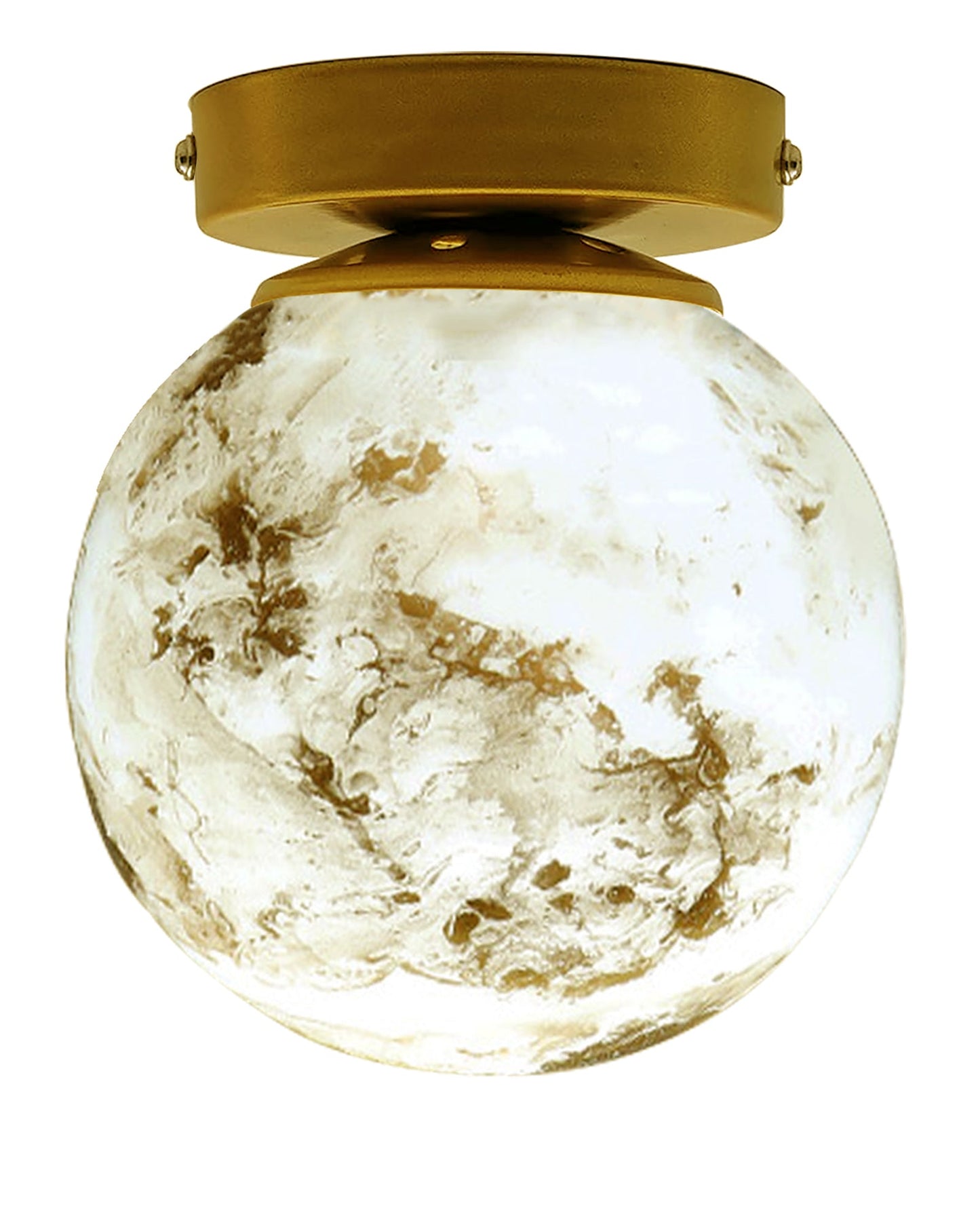 Mid Century Modern Bubble Flush Mount Ceiling Lighting Fixture, Gold Flush Mount Lamp, 6" Glass Globe Shade