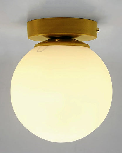 Mid Century Modern Bubble Flush Mount Ceiling Lighting Fixture, Gold Flush Mount Lamp, 6" Glass Globe Shade