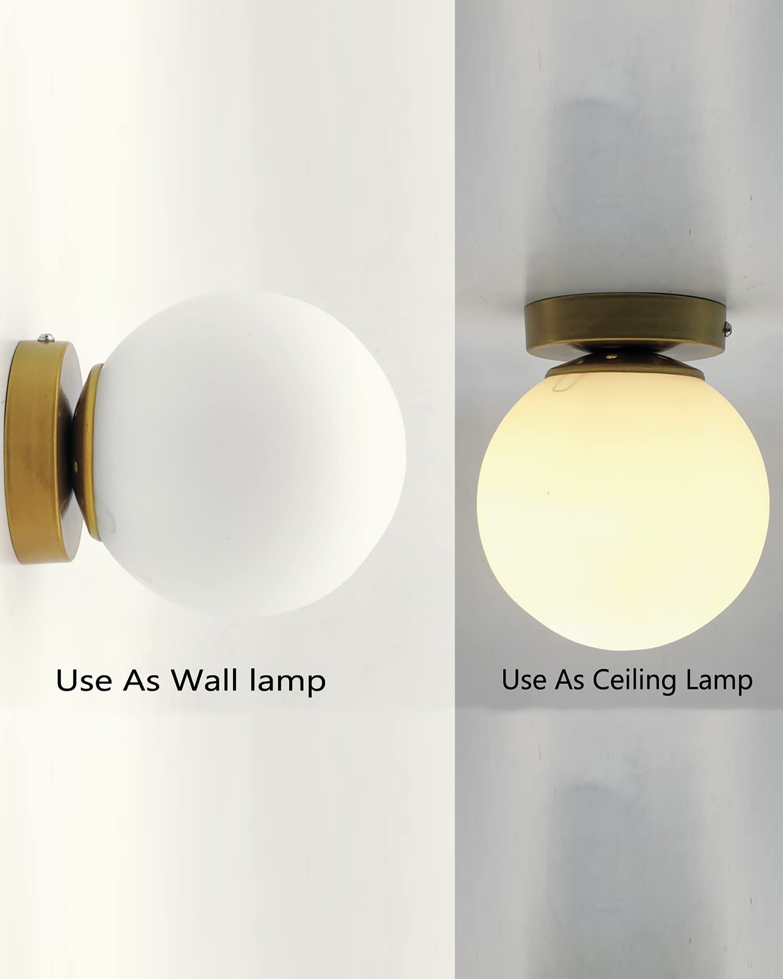 Mid Century Modern Bubble Flush Mount Ceiling Lighting Fixture, Gold Flush Mount Lamp, 6" Glass Globe Shade