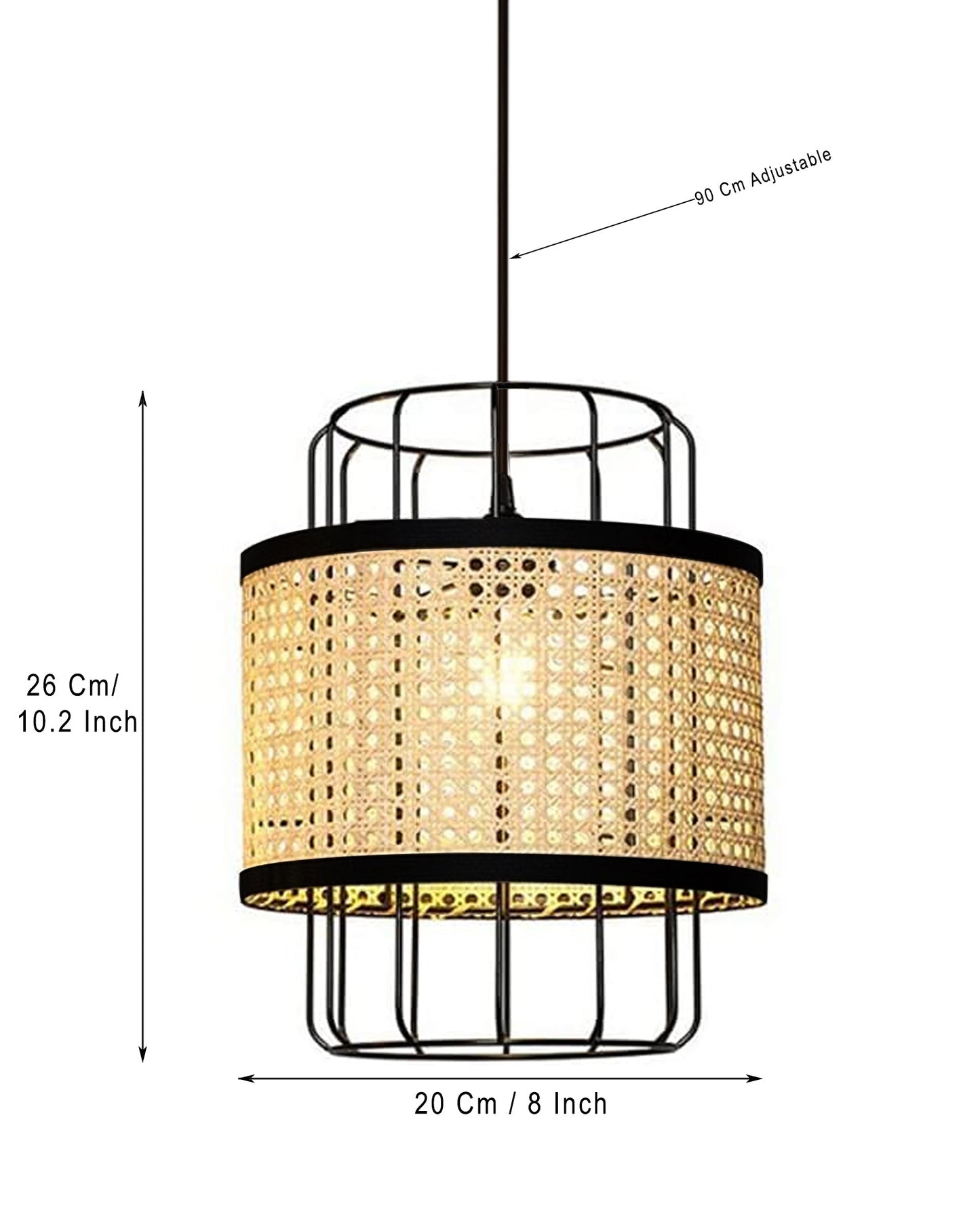 10" Hand Woven Natural Rattan Cane Webbing Wicker Pendant Light Fixtures, Boho Pendant Lights with Rattan Basket Shade for Farmhouse Kitchen Island Dining Room Living Room